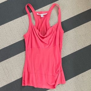 DIANE VON FURSTENBURG Cowl Neck tank top blouse coral